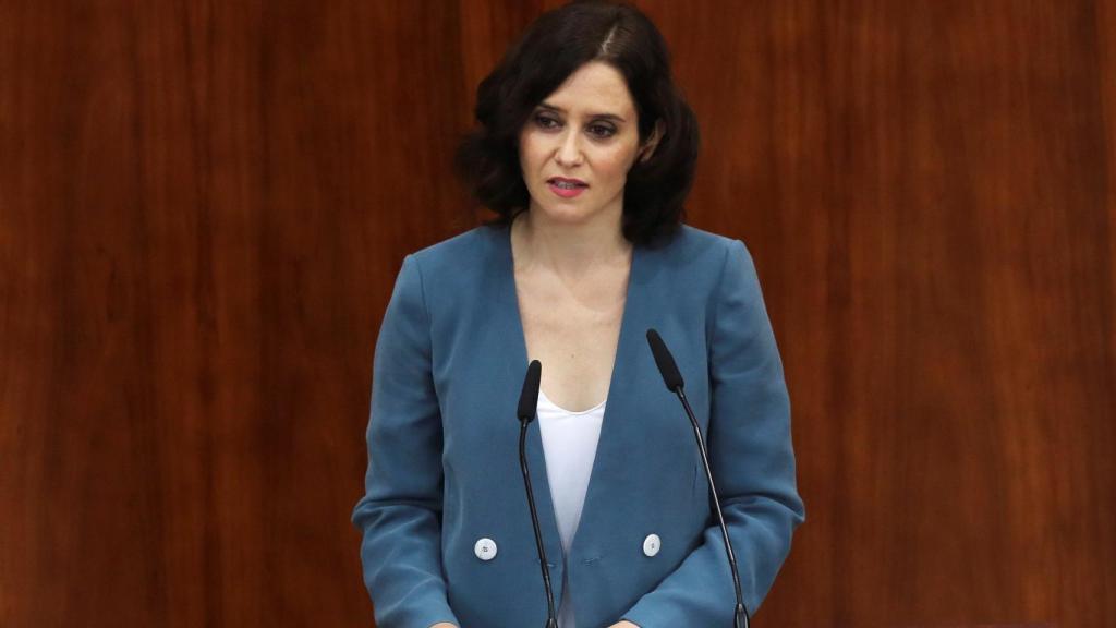 Ayuso, durante su discurso de la primera sesión del pleno de investidura.