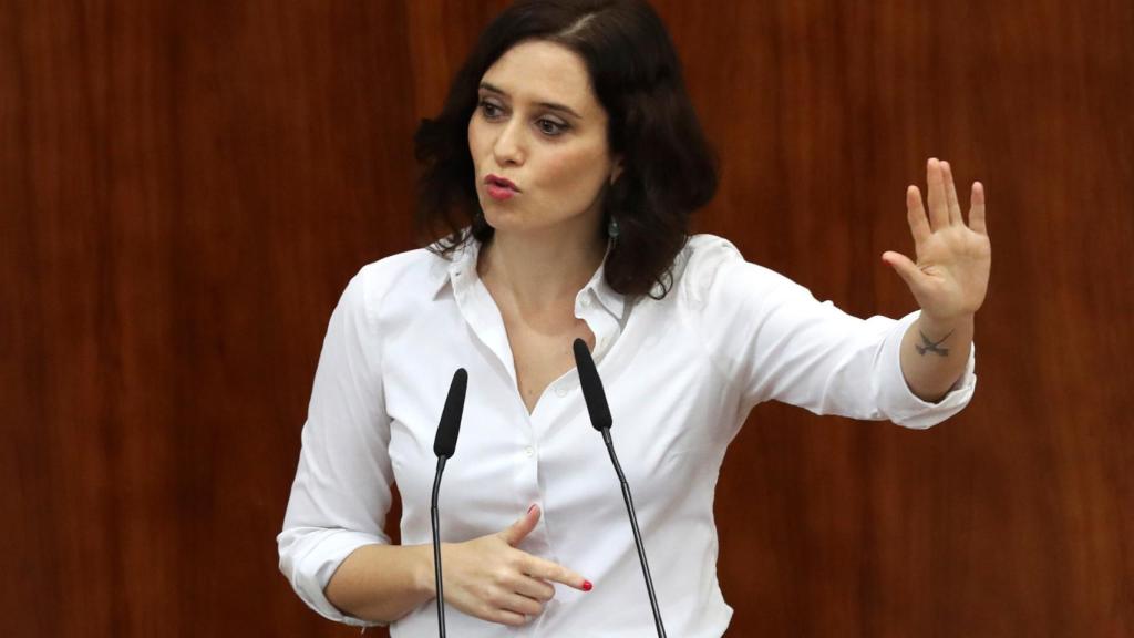 Isabel Díaz Ayuso en su intervención en el debate de investidura