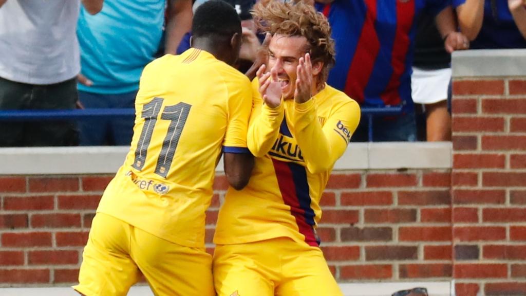 Griezmann y Dembélé, en un partido del FC Barcelona