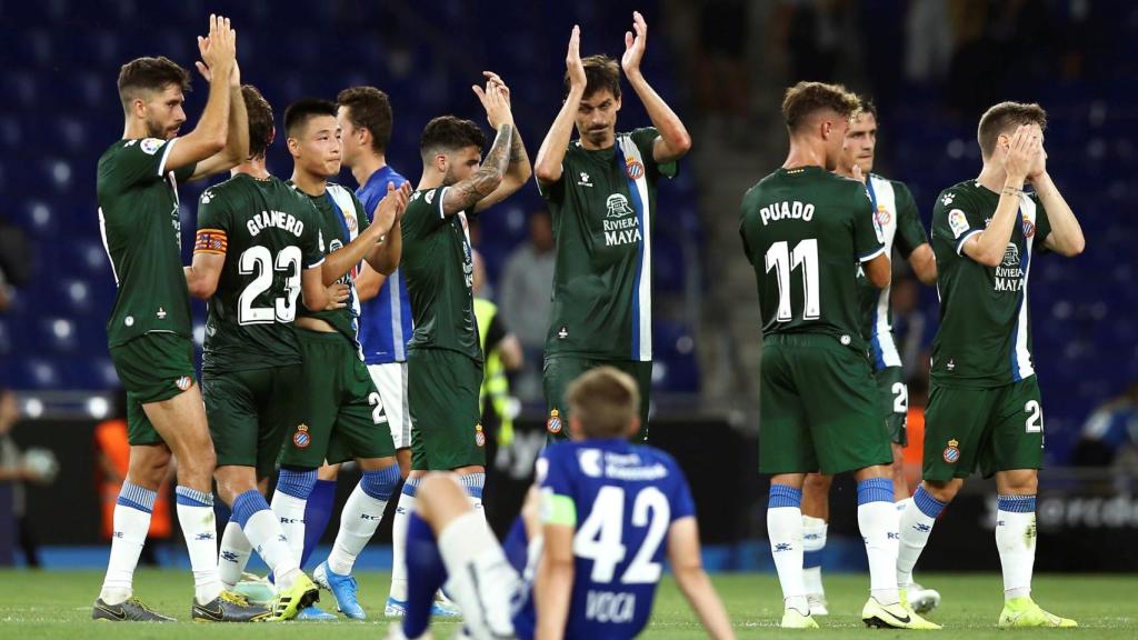 Los jugadores del Espanyol celebran la victoria ante el Luzern