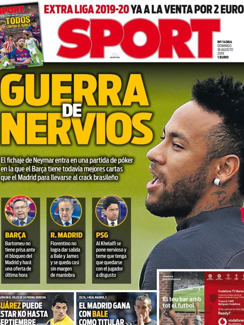 La portada del diario Sport (18/08/2019)