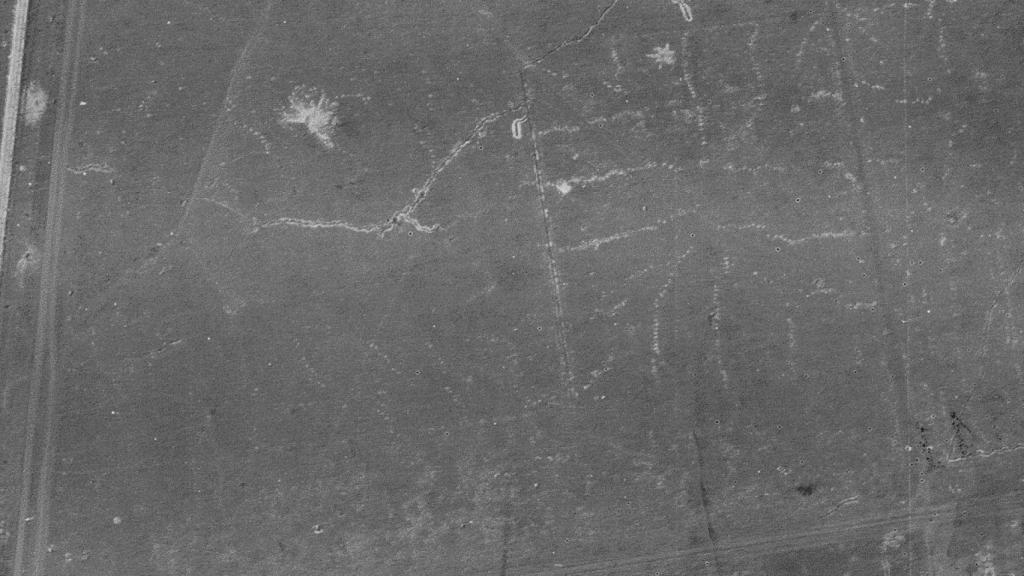 Vista aérea de la zanja antitanque de la batalla de Prokhorovka.