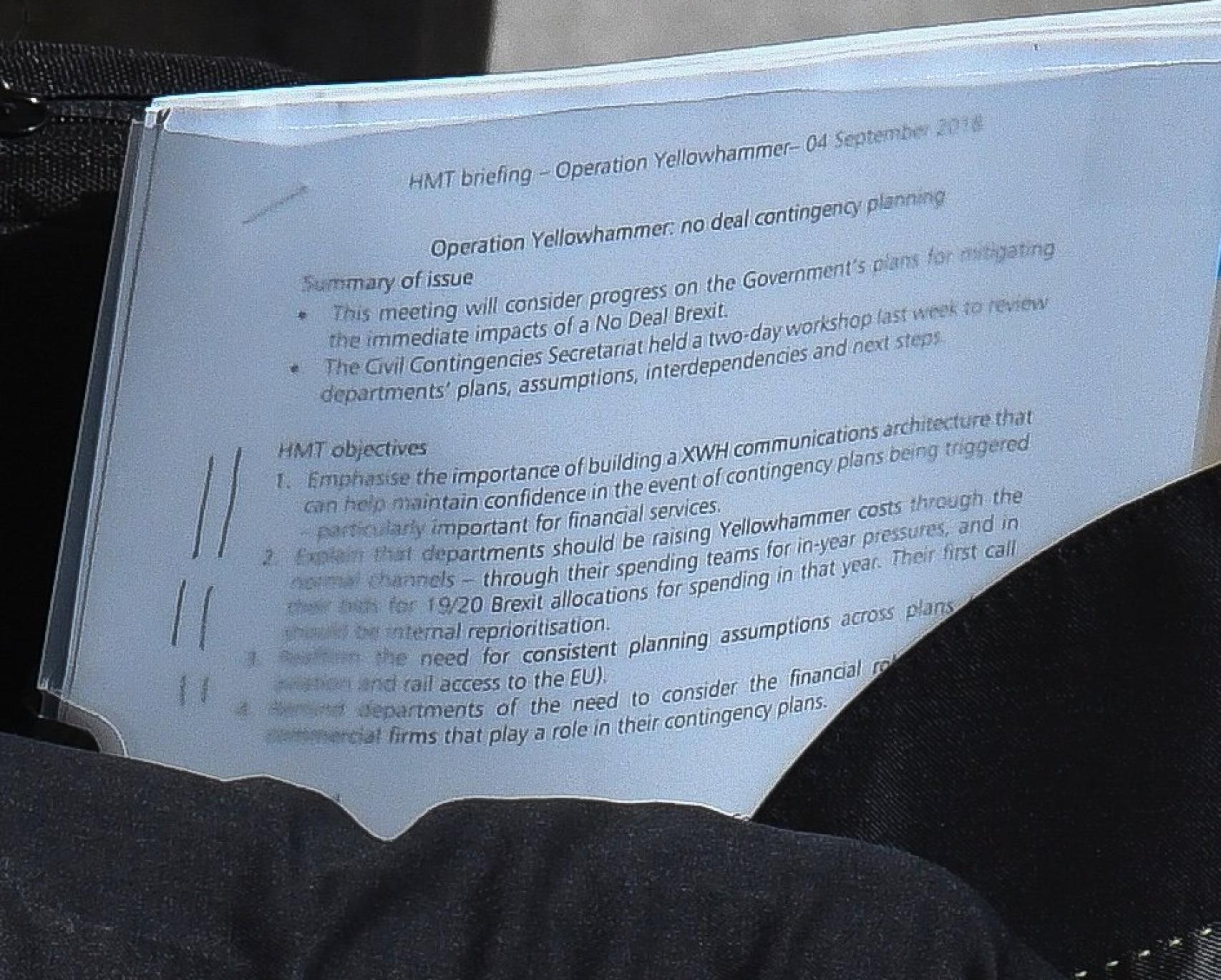 Imagen con la que se dio a conocer la existencia de la Operación Yellowhammer en septiembre de 2018.