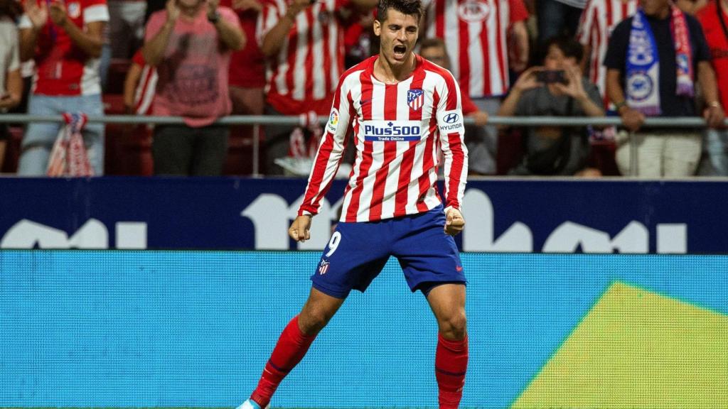 Morata, tras anotar el primer gol del partido