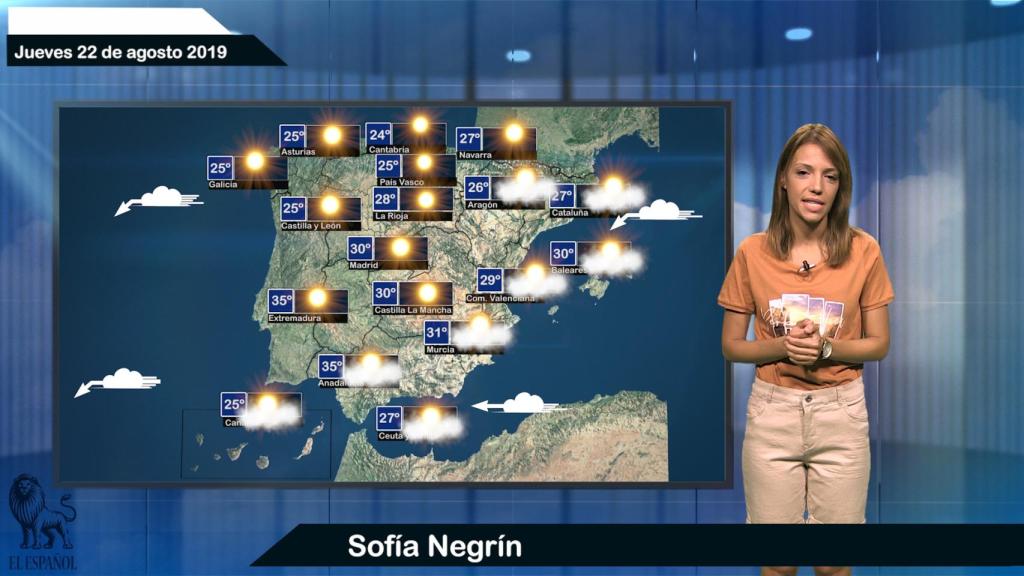 Fotograma de la predicción del tiempo para este jueves.