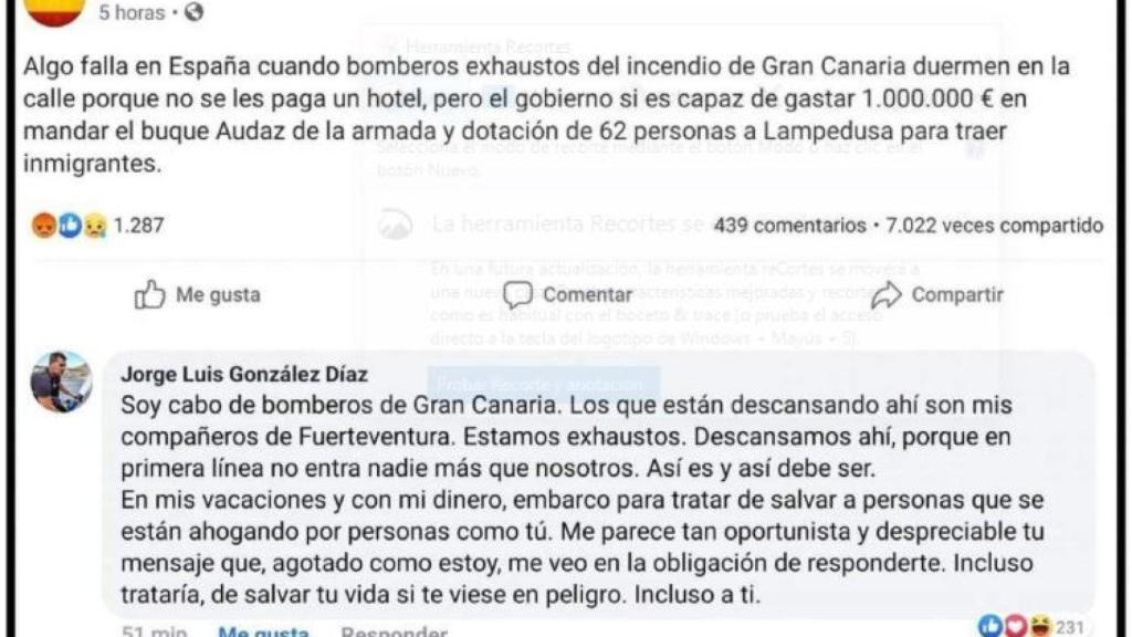 Captura de la respuesta de Jorge Luis a Orgullo Nacional.