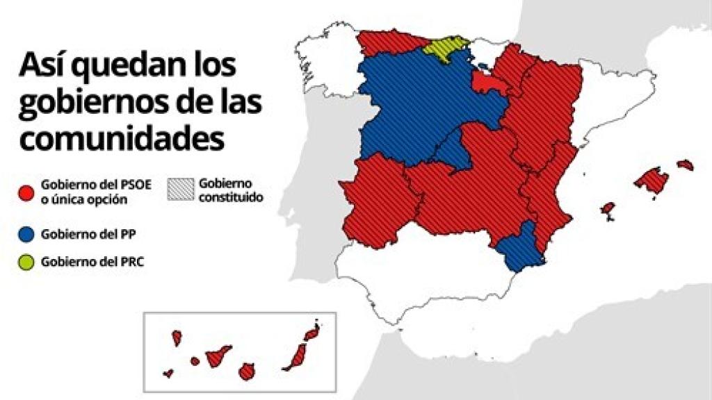 Así queda el mapa autonómico después del 26 de mayo.