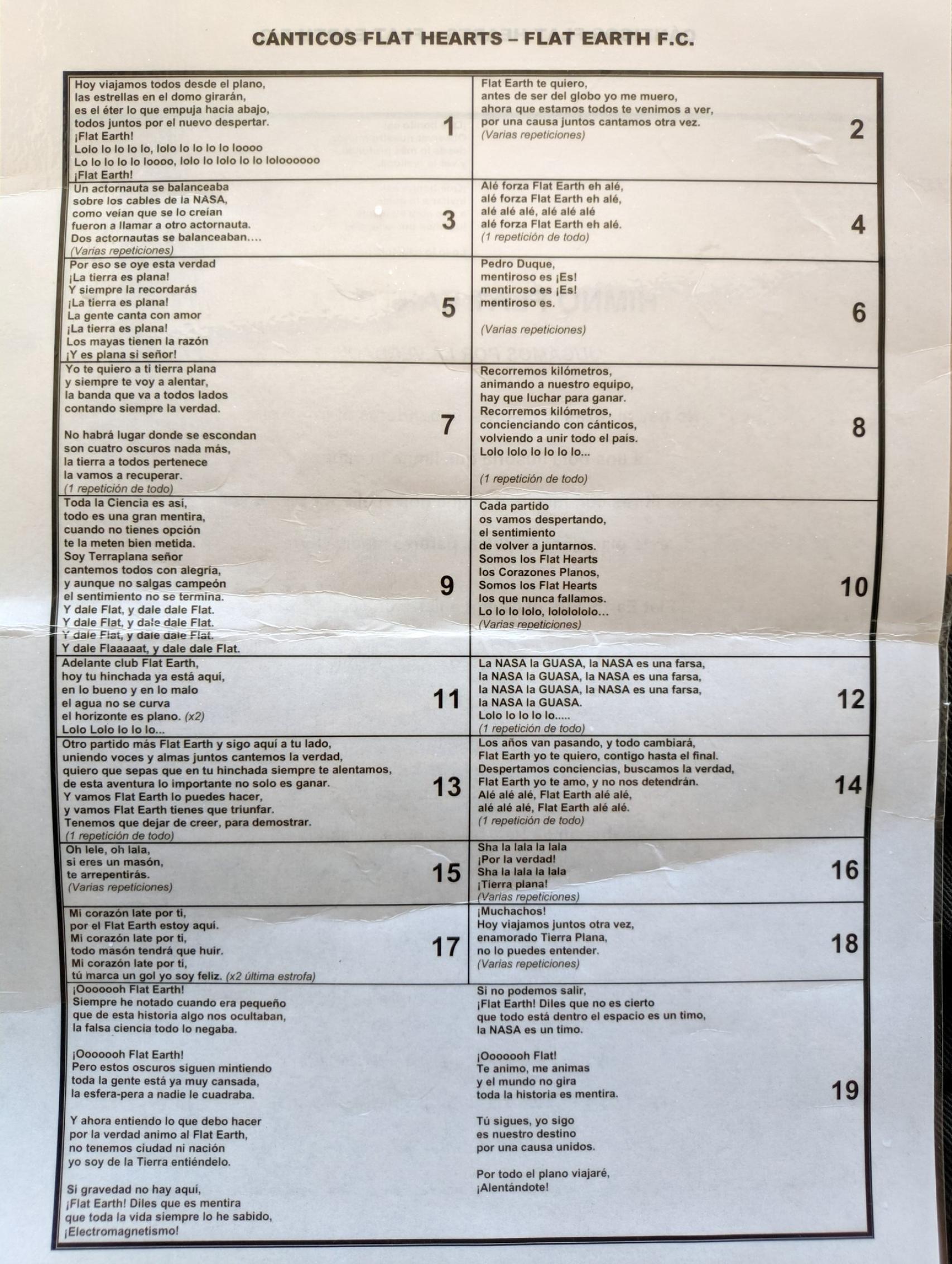 Cánticos Flath Earth F.C