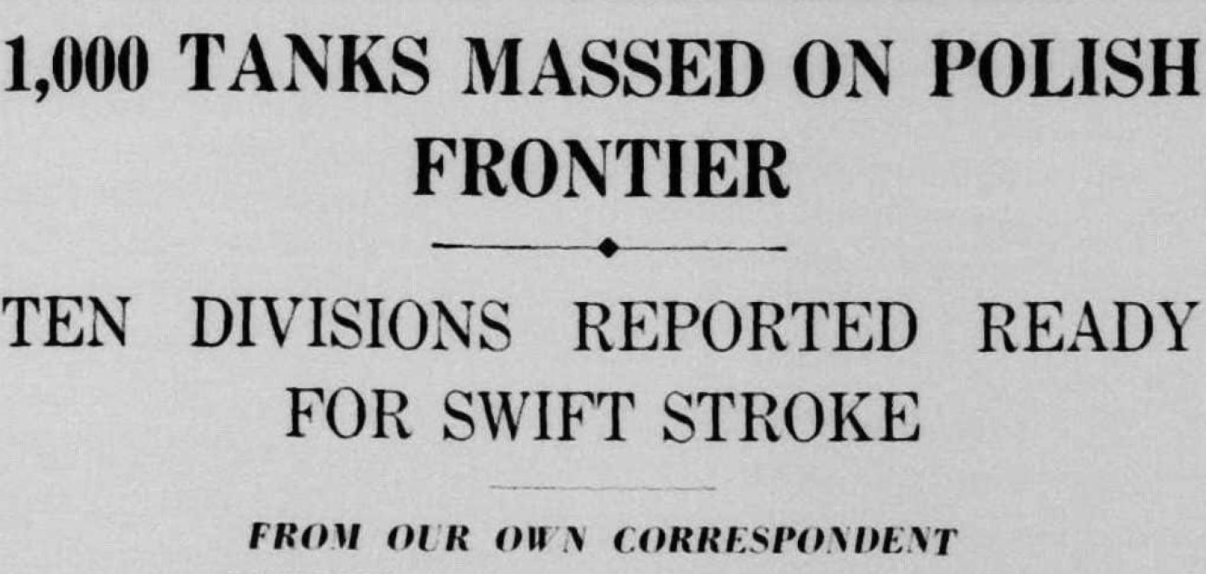 1.000 tanques colocados en la frontera polaca (29 de agosto de 1939).