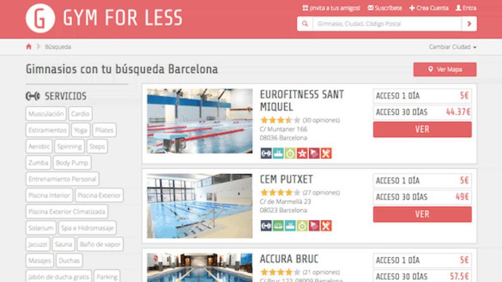 Puedes elegir entre distintos gimnasios.