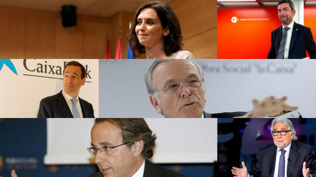 Díaz Ayuso, Joan Canadell, Gonzalo Gortázar, Isidro Fainé, Javier Faus y Josep Sánchez Llibre.