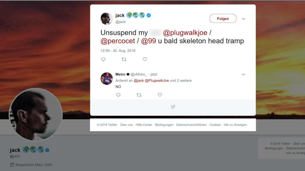 Mensaje publicado por la cuenta hackeada de Jack Dorsey