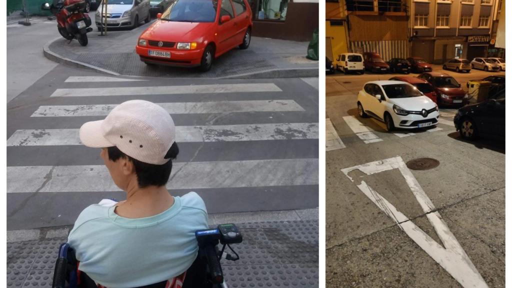 Imágenes que denuncian obstáculos (@ponfeenbici @tuitcoruna)