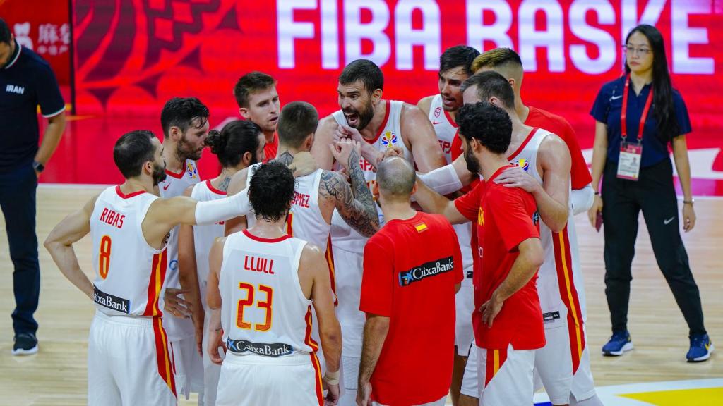Marc Gasol alentando a la Selección durante el Mundial de China