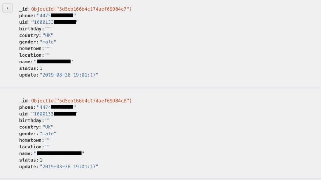 Base de datos con información de Facebook