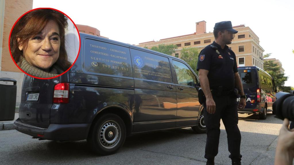 El coche fúnebre transporta el cuerpo de la exesquiadora y medallista olímpica Blanca Fernández Ochoa.