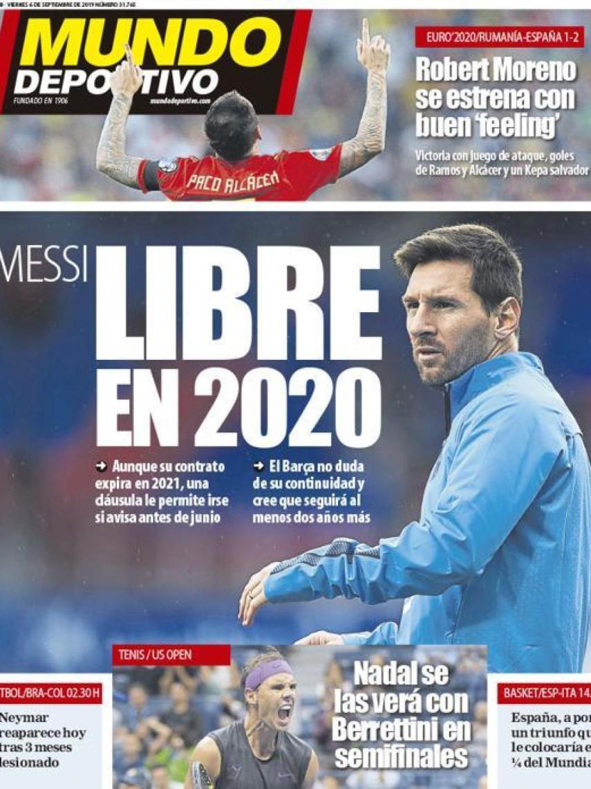 La portada del diario Mundo Deportivo (06/09/2019)