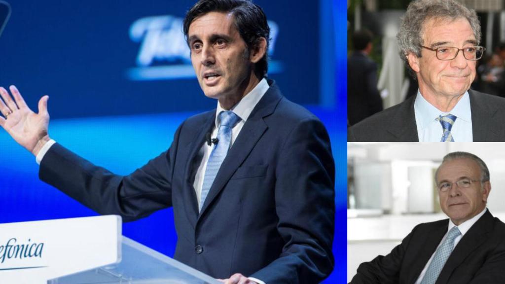 José María Álvarez-Pallete, César Alierta e Isidro Fainé.