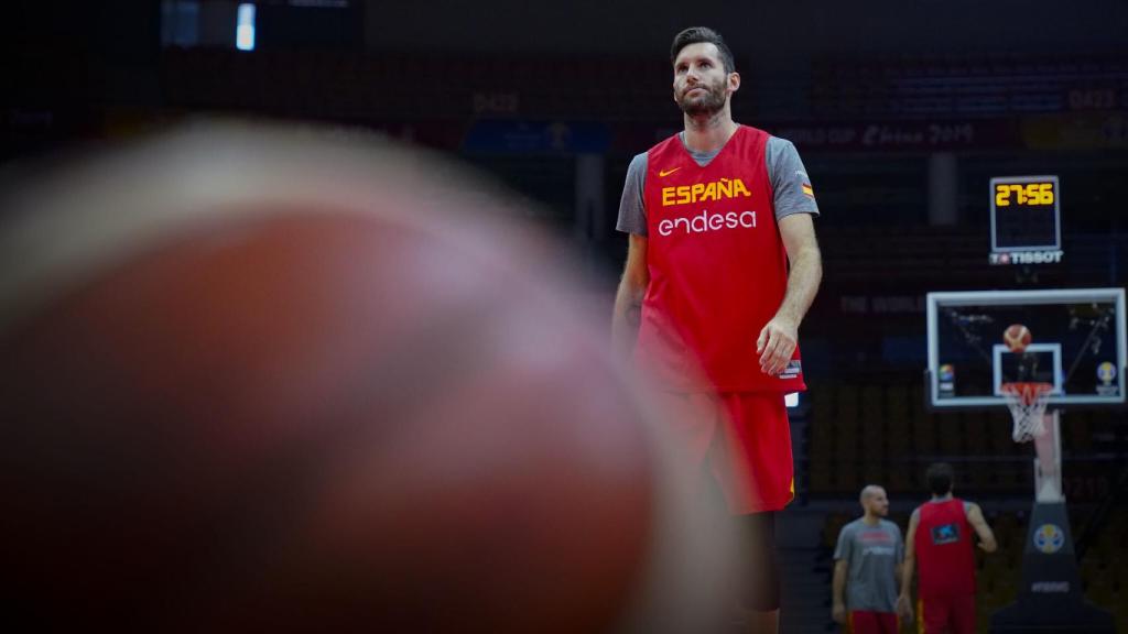 Rudy Fernández, durante un entrenamiento con España en el Mundial de China