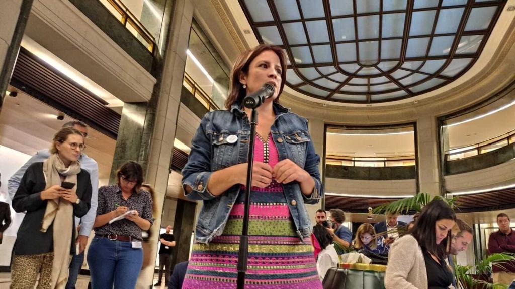 Adriana Lastra, vicesecretaria general del PSOE, tras su encuentro con Unidas Podemos.