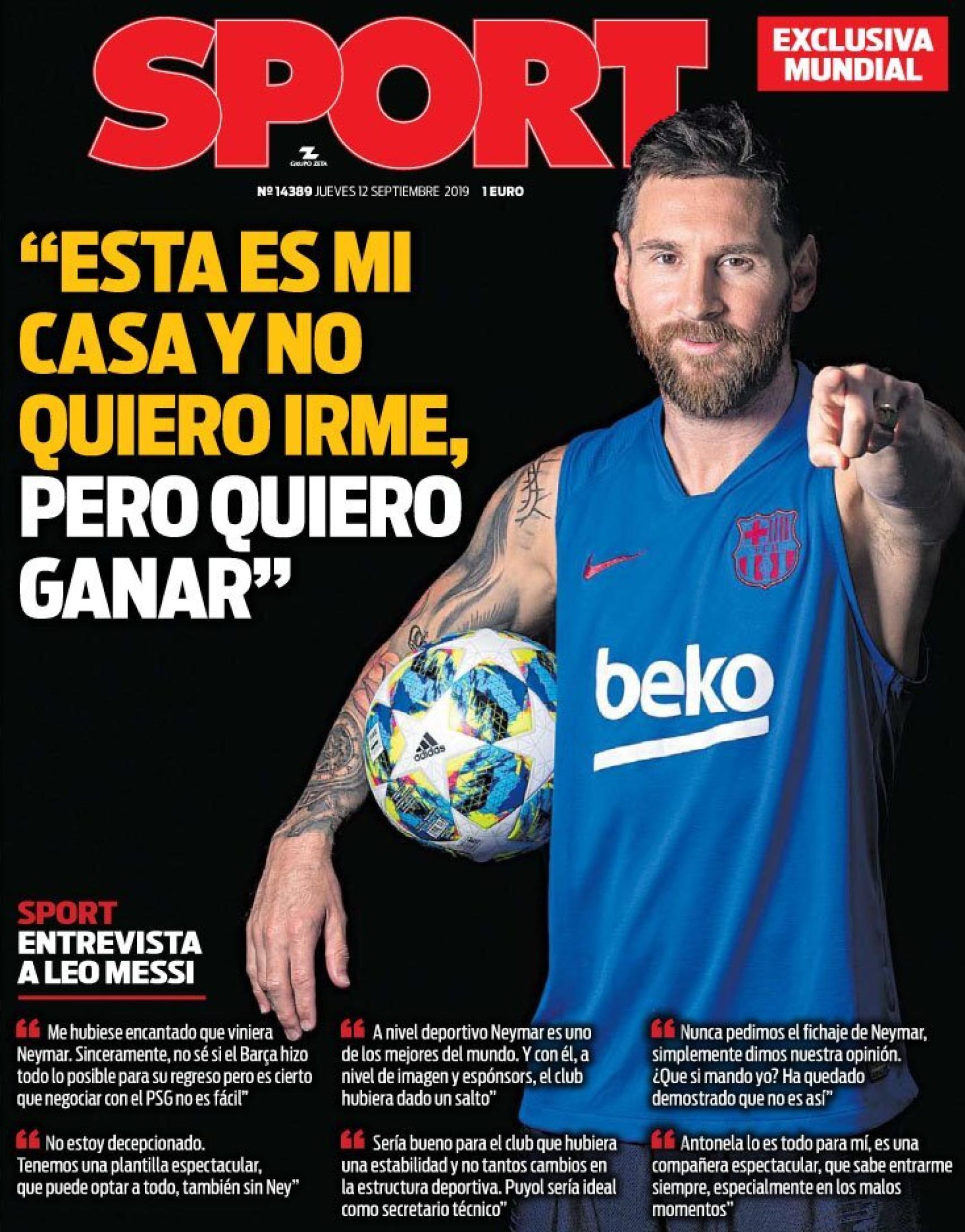 Portada SPORT (12/09/19)