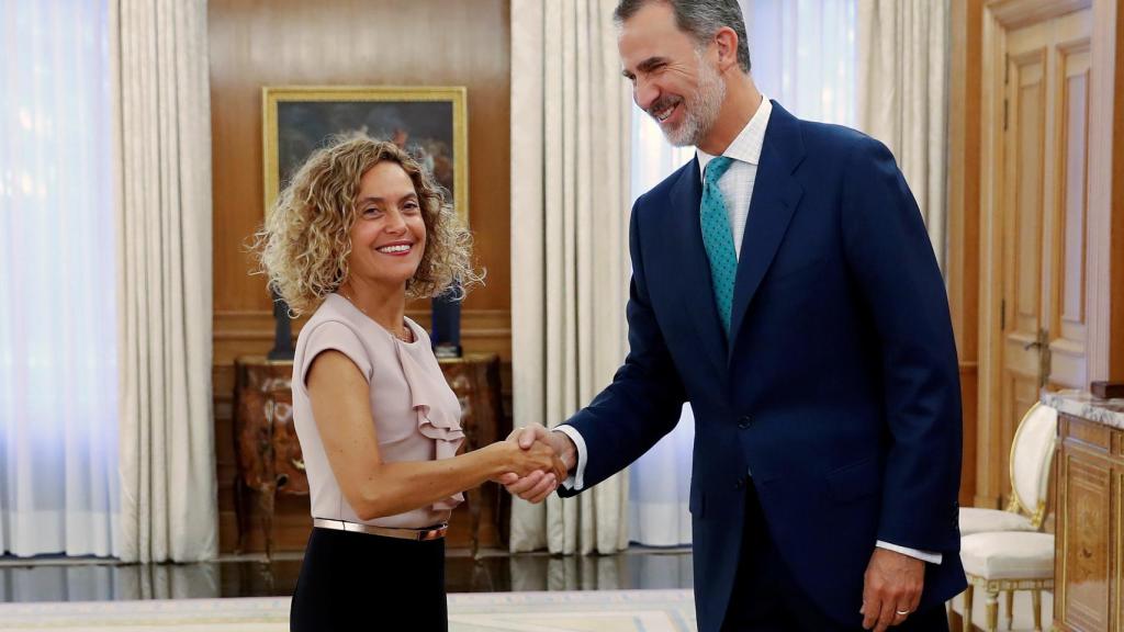Meritxell Batet, durante su encuentro con Felipe VI.