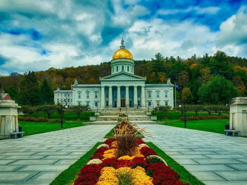 La cúpula de la Casa de Estado de Montpelier, está cubierta de pan de oro de 23,7 quilates.