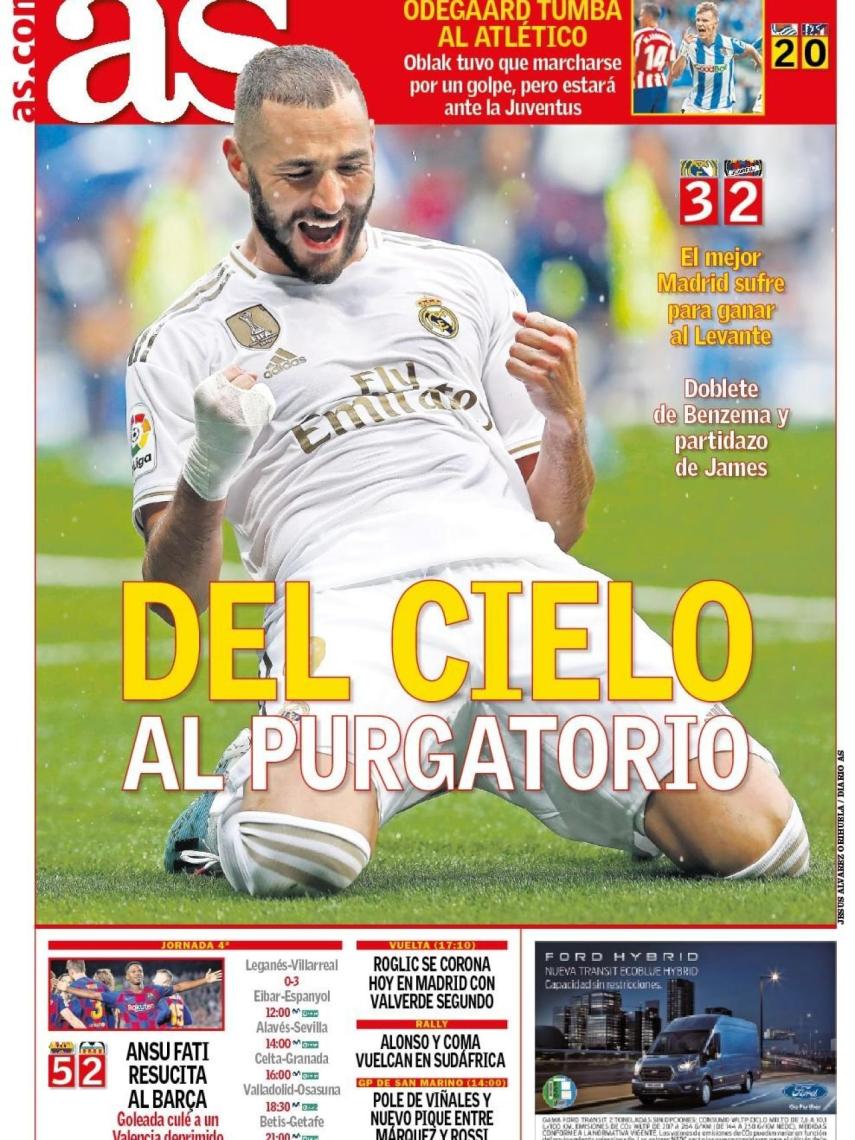 La portada del diario AS (15/09/2019)