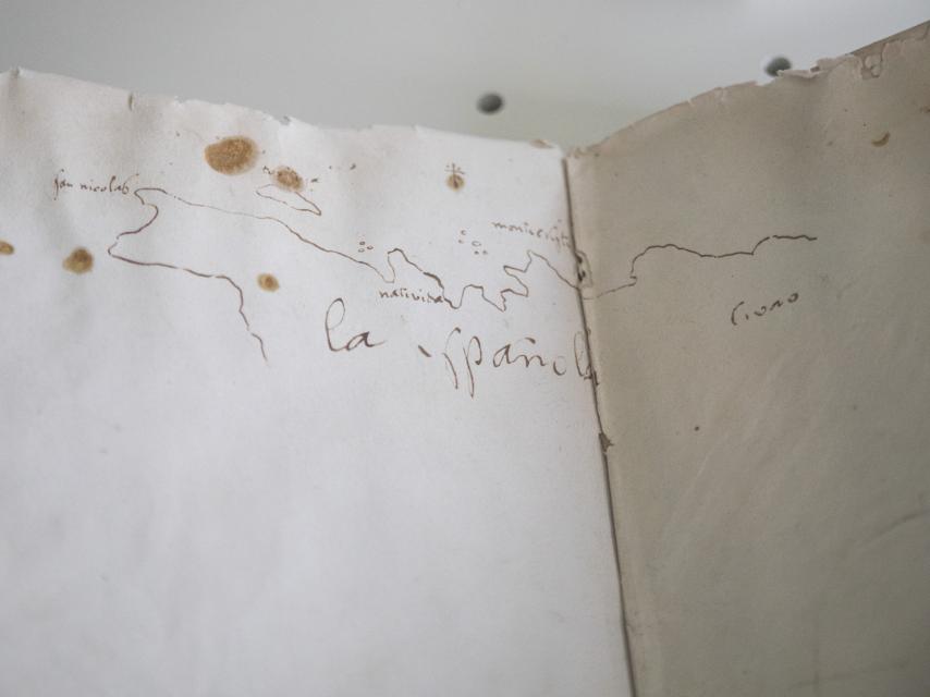 Primer dibujo de Colón de La Española. Uno de los autógrafos en manos de la Casa de Alba.