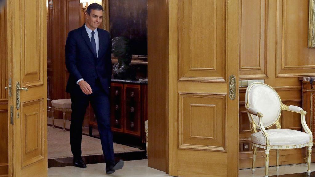 Pedro Sánchez, este martes en el Palacio de la Zarzuela, en Madrid.