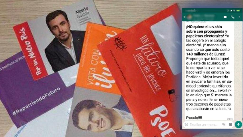 Envíos de propaganda electoral subvencionados para las elecciones generales.