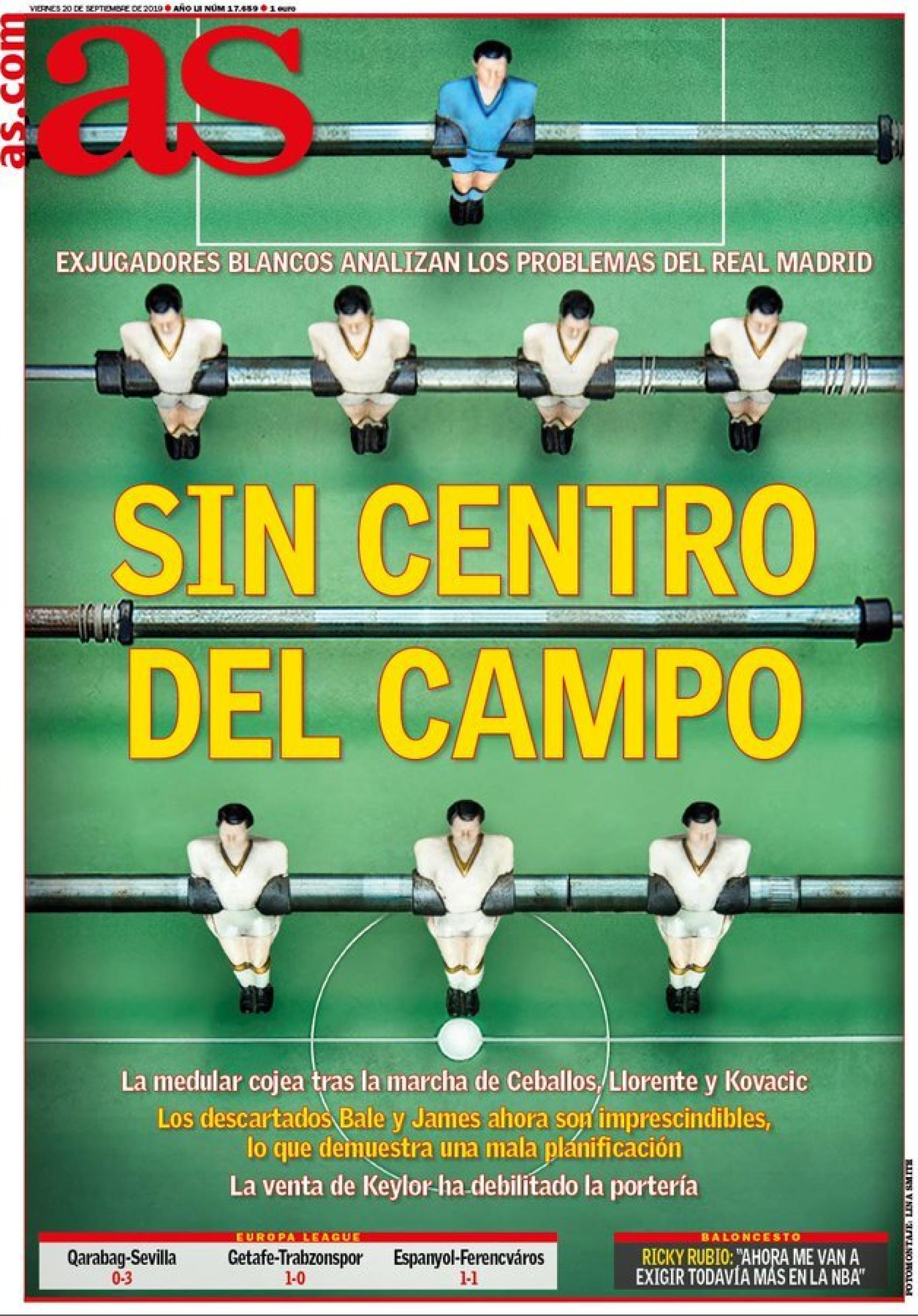 La portada del diario AS (20/09/2019)