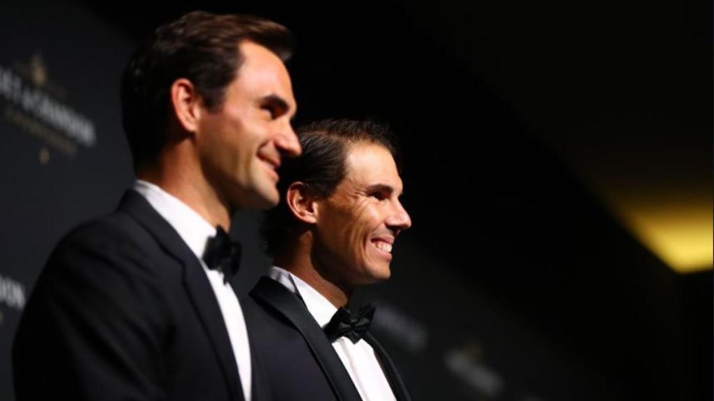 Federer y Nadal en la presentación del torneo Laver Cup. Foto: (@LaverCup)