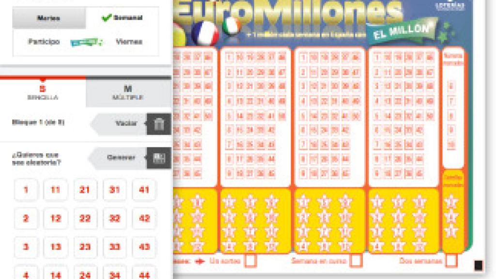 Un boleto del Euromillones.