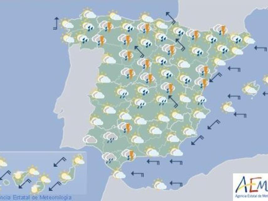 Mapa de la predicción del tiempo para mañana sábado.