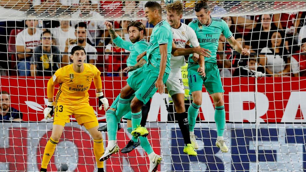 Ramos, Varane y Bale con el Real Madrid.
