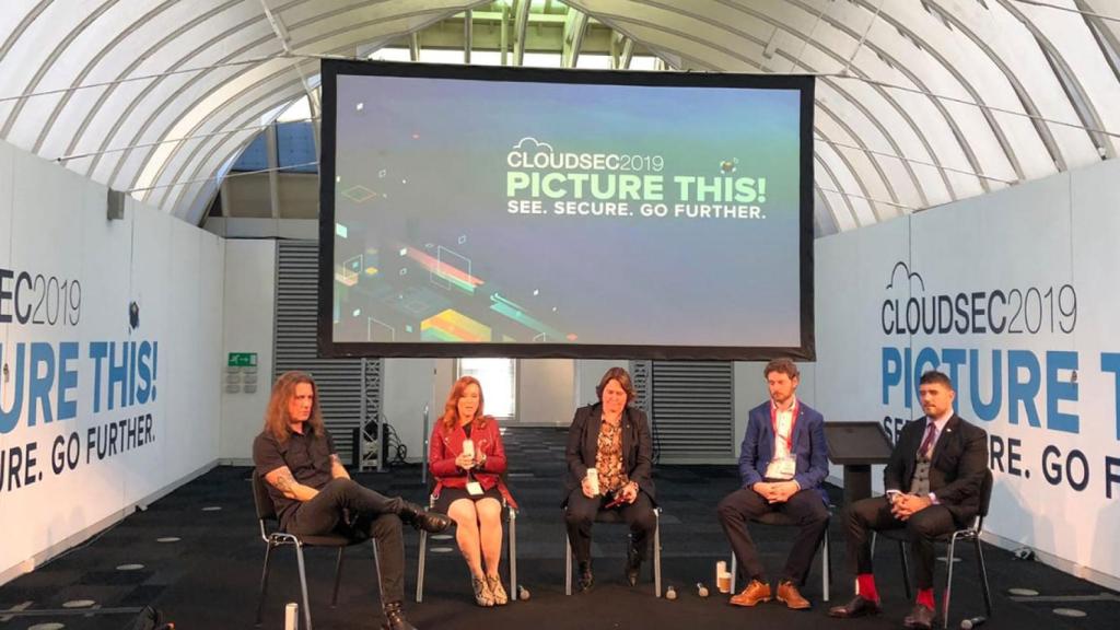 Rik Ferguson, Theresa Python, Charlie McMurdie y Alexandru Caciulolu, en Cloudsec 2019.