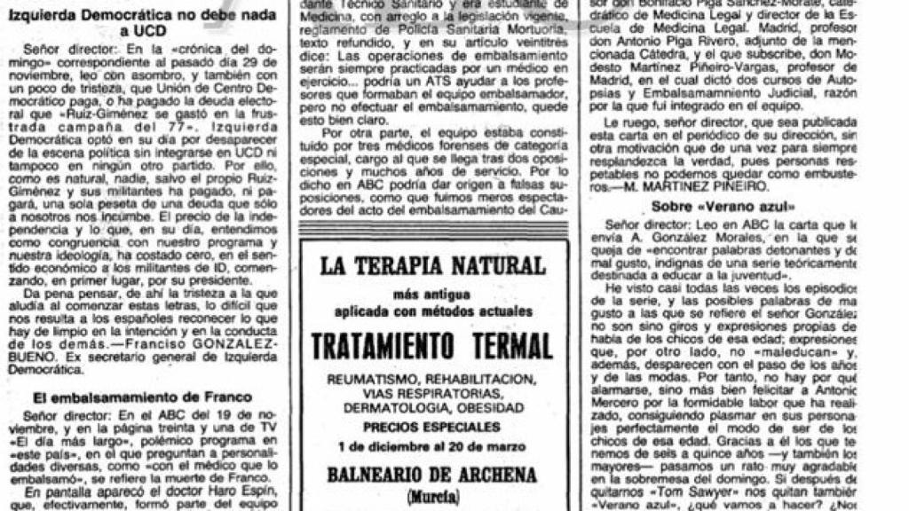 Recorte de la carta al director de ABC enviada por Modesto Martínez-Piñeiro.