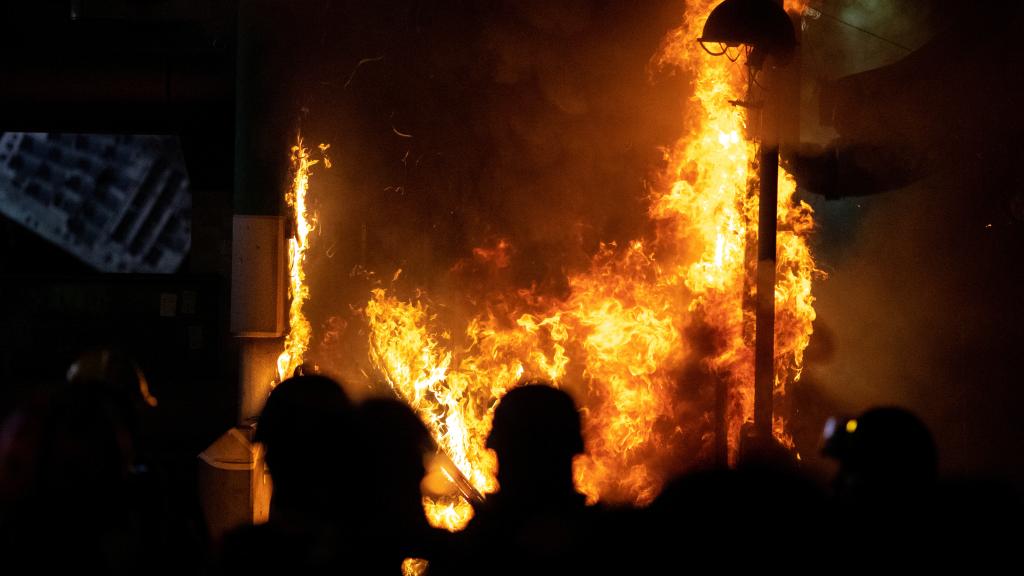 Las calles de Hong Kong durante las protestas en el 70 aniversario de China.