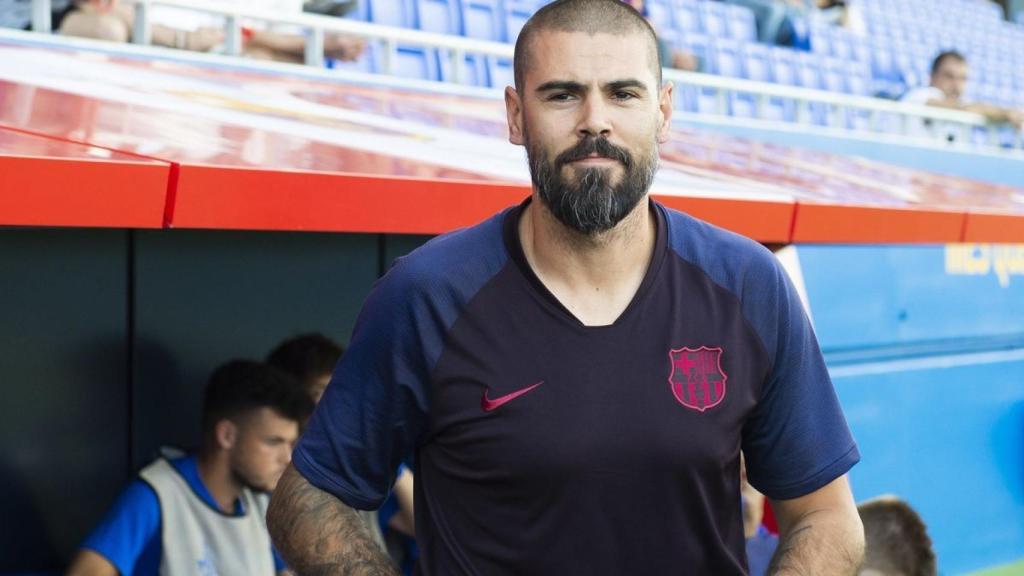 Víctor Valdés, durante el Barceona - Inter