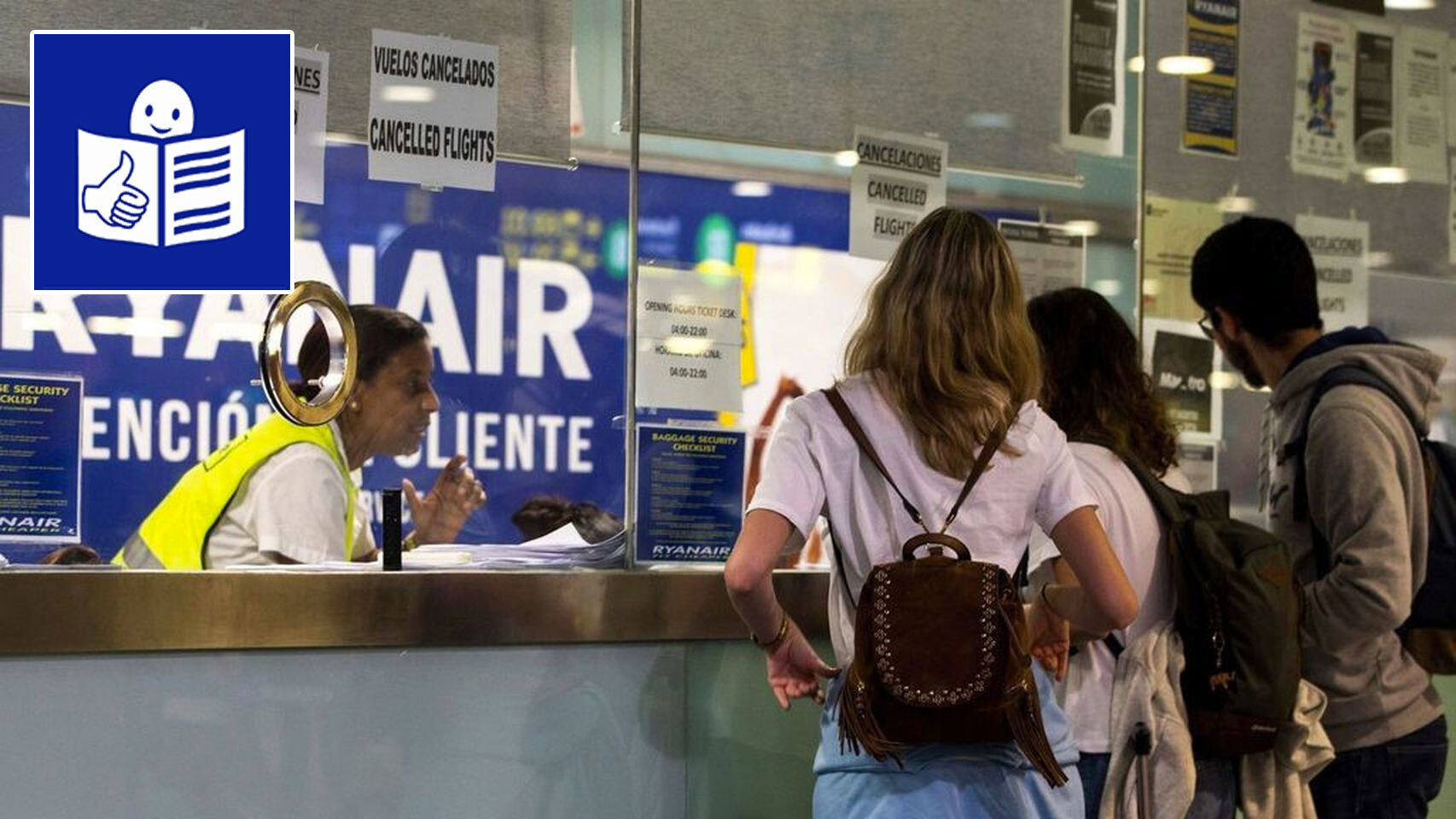 Puesto de Ryanair en un aeropuerto.