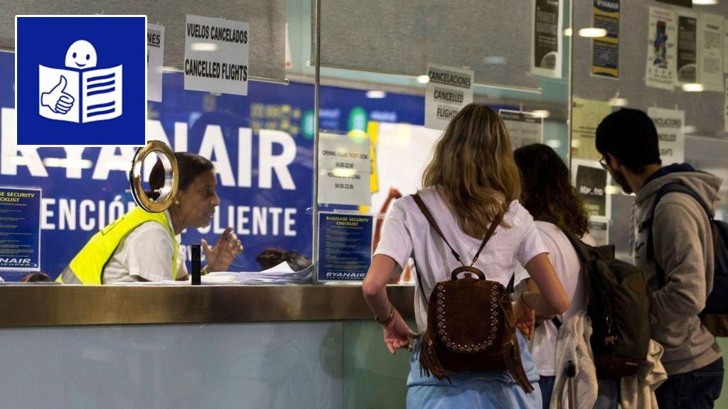 Puesto de Ryanair en un aeropuerto.