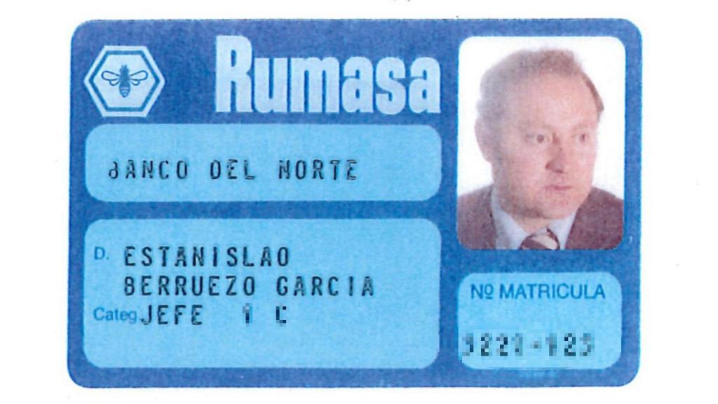 Carné de Estanislao.  El banco de Tíjola fue sucursal, entre otros, del Banco del Norte, propiedad. de Rumasa