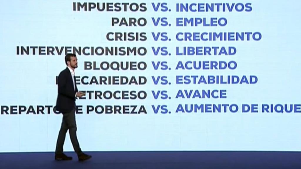 El líder del PP, Pablo Casado, en la Convención Económica del PP.