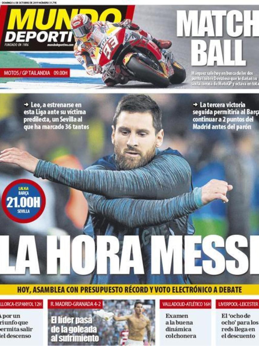 La portada del diario Mundo Deportivo (06/10/2019)