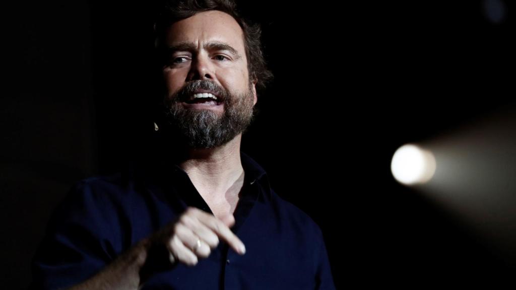 Iván Espinosa, durante el acto de precampaña celebrado en el Palacio de Vistalegre bajo el lema Vistalegre Plus Ultra.