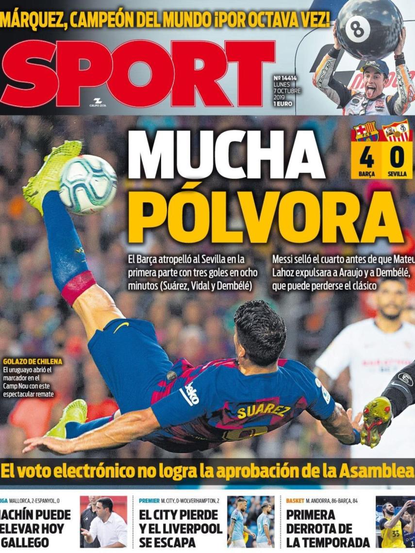 La portada del diario Sport (07/10/2019)
