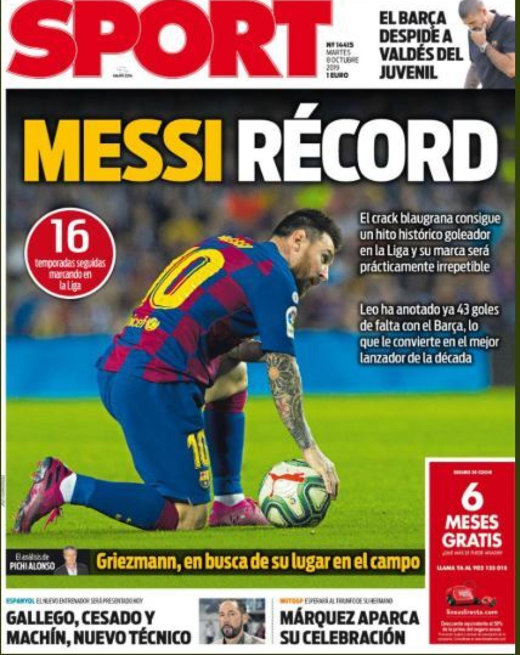 Portada Sport (08/10/2019)