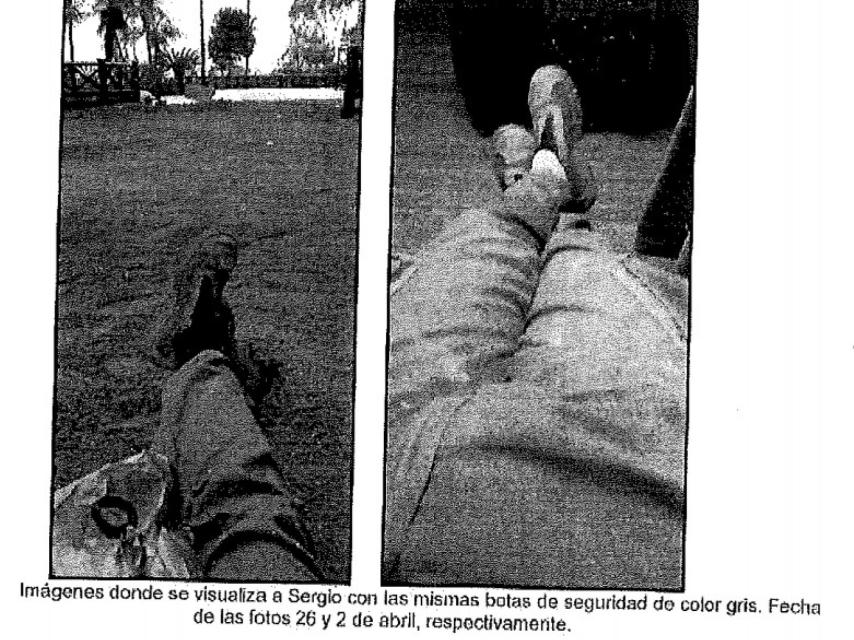 Las botas que llevaba Sergio el día del crimen.