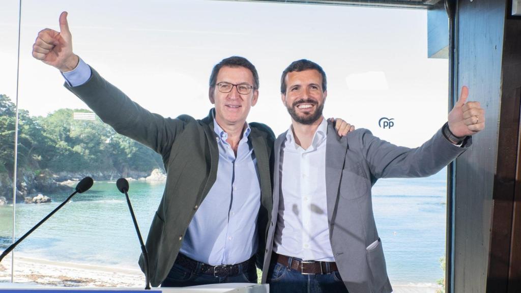 Casado y Feijóo, juntos en Oleiros.